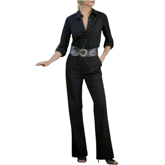 Soft Surroundings Black Long Sleeve Jumpsuit Size Large